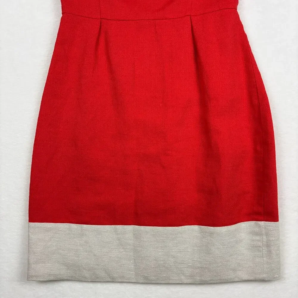 Kate Spade Red & Oat Linen Sleeveless V-Neck James Dress Size 0